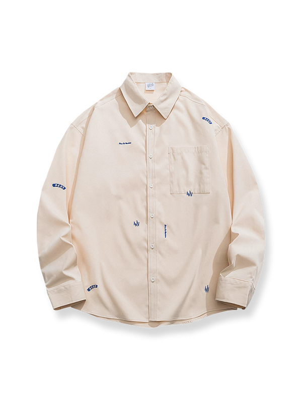 Embroidered turn-down collar shirt in two colors