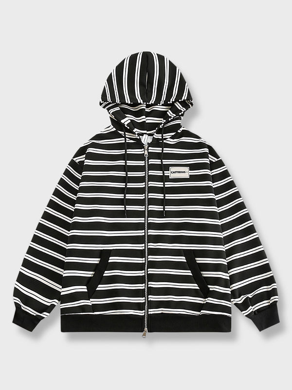 Striped hooded jacket