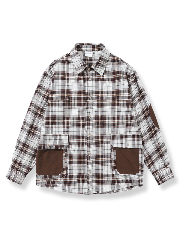 Checked shirt with contrast color pockets