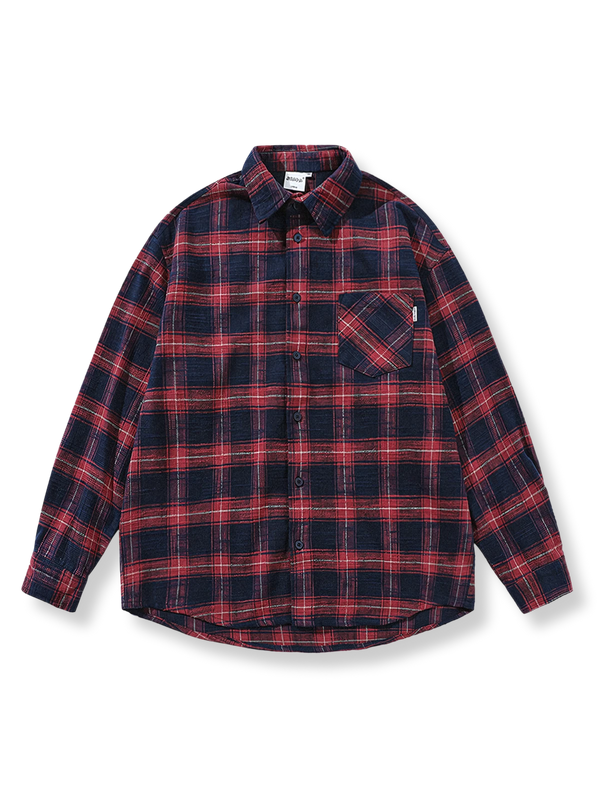 Lightly brushed check pattern long sleeve shirt