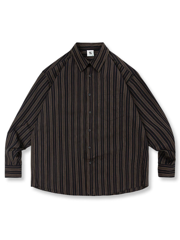 PESSOA | Black and brown striped long sleeve shirt