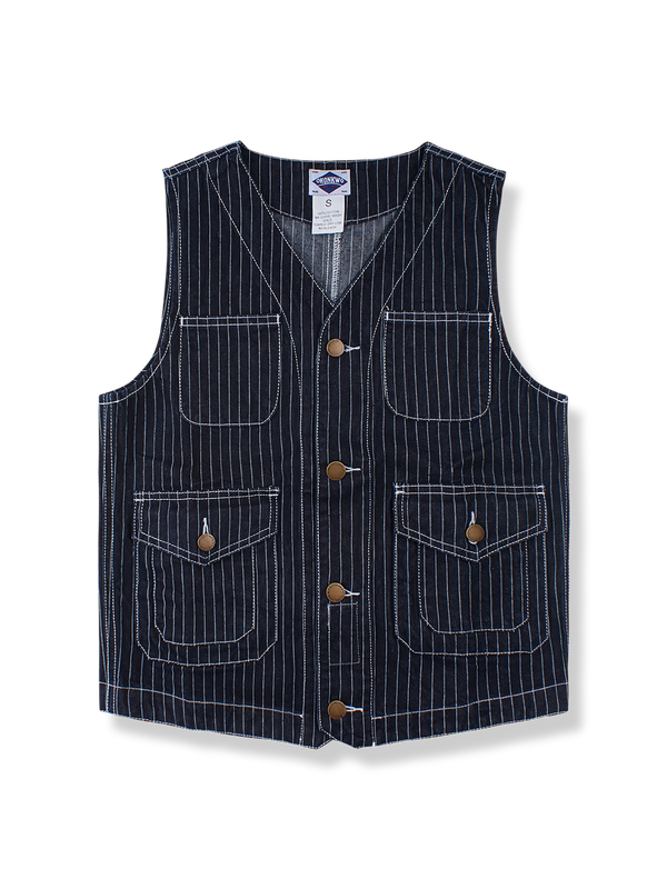 PESSOA | Work style striped denim vest