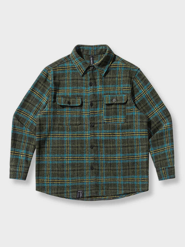 Check pattern work long sleeve shirt