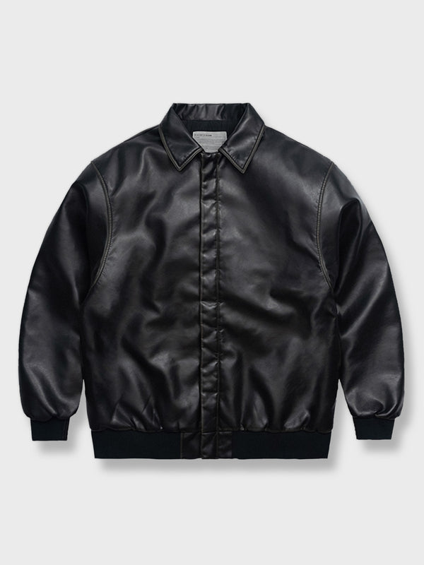 Stylish PU leather bomber jacket