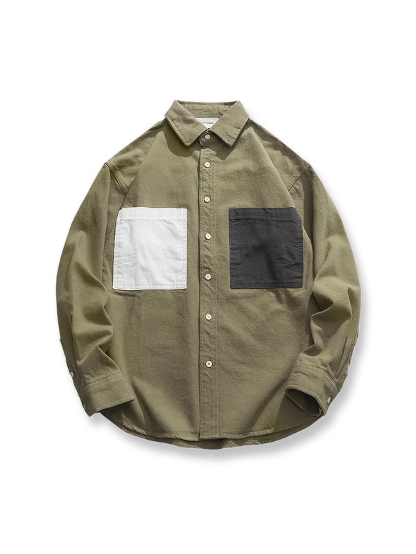 Color Block Pocket Work Shirt