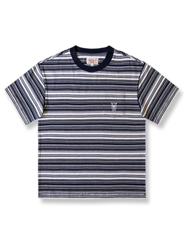 Boat oar logo embroidered striped T-shirt