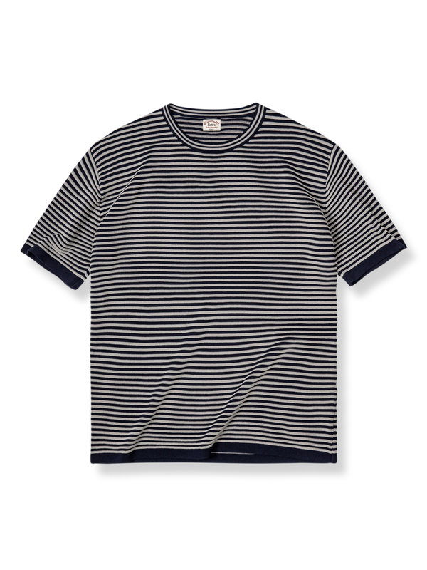 3D woven striped marine color T-shirt