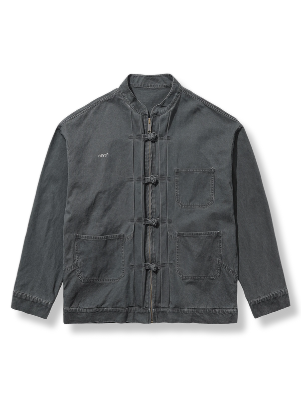 PESSOA | Grey vintage wash Chinese style jacket