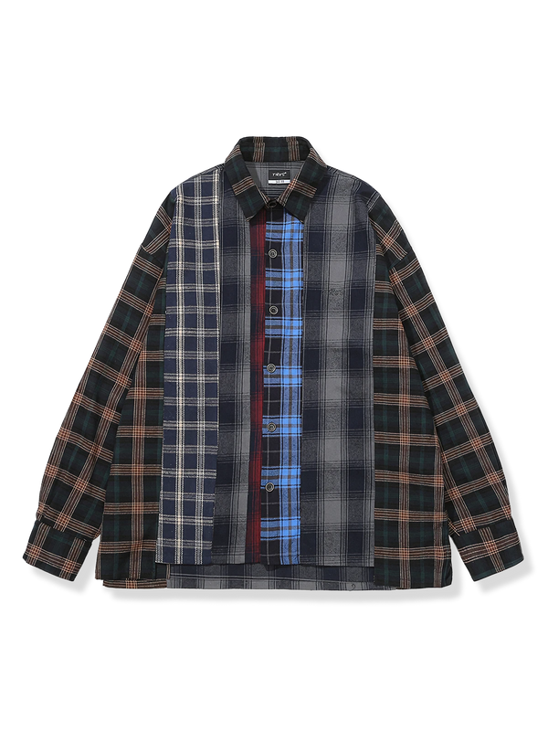 Patchwork checked cotton shirt