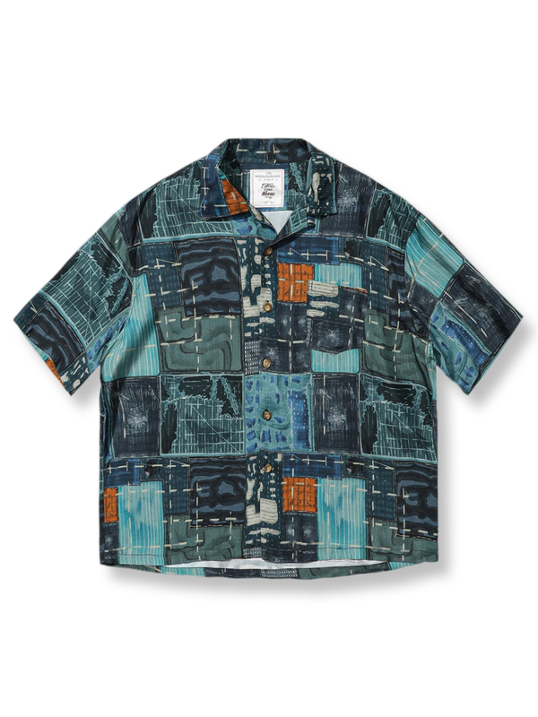 Abstract Cityscape Print Aloha Shirt