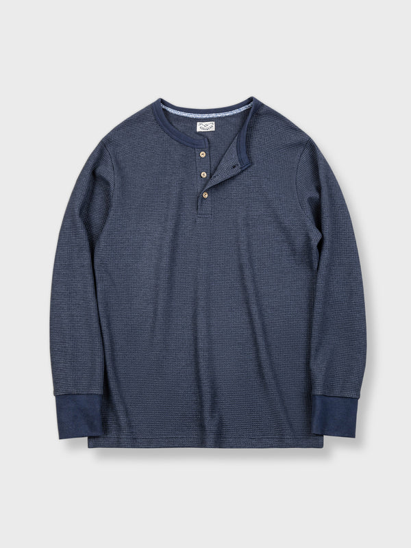 Henley neck waffle T-shirt