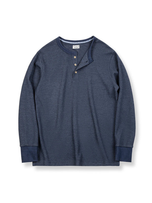 Henley neck waffle T-shirt