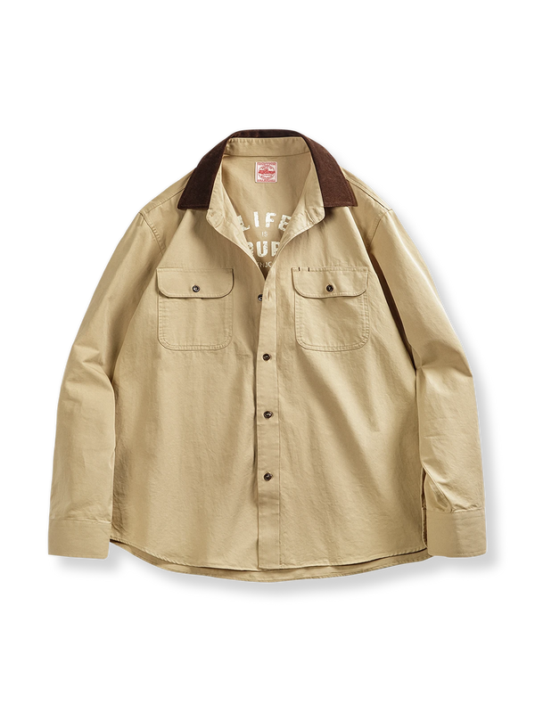 Corduroy collar work shirt