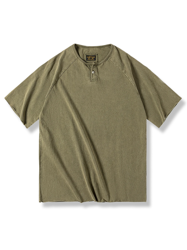 Washed Henley short sleeve T-shirt