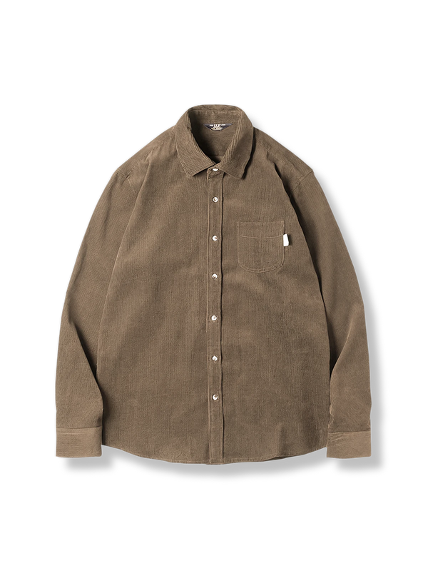 Corduroy military green long sleeve shirt