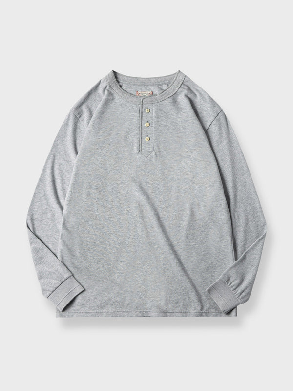 Heavyweight long sleeve henley T-shirt