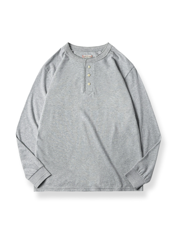 Heavyweight long sleeve henley T-shirt