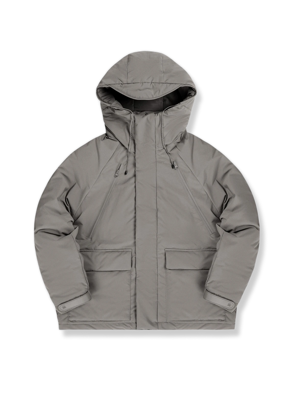 Multi-pocket padded jacket with hood