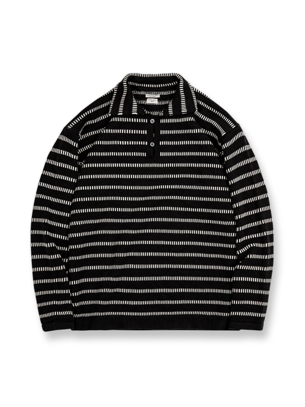 PESSOA | Striped drop shoulder polo collar sweater