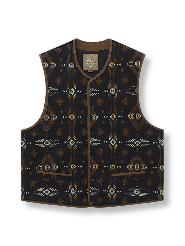 Parolibre | Corduroy back Navajo print jacquard vest