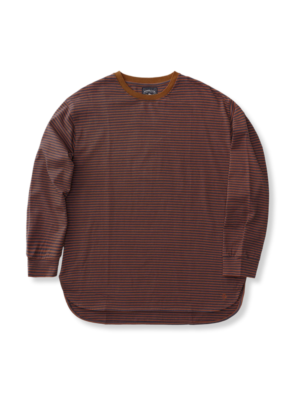 Parolibre | Rounded hem pure cotton striped long sleeve T-shirt