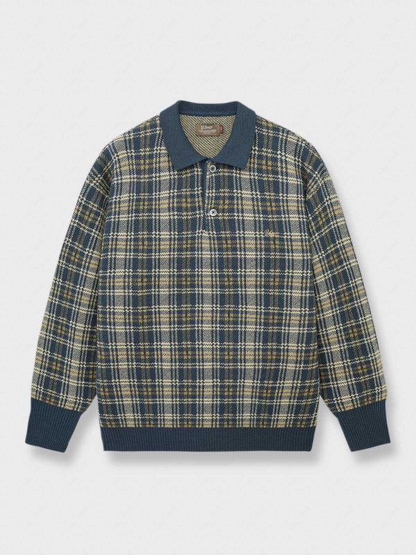 Checked wool polo shirt