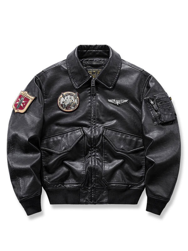 Air Porco | MA-1 leather flight jacket "biker"