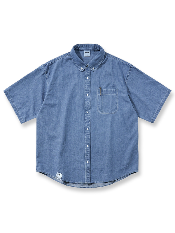 Vintage quick-drying Tencel denim short-sleeve shirt