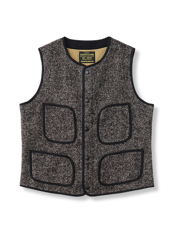 No-collar tweed vest