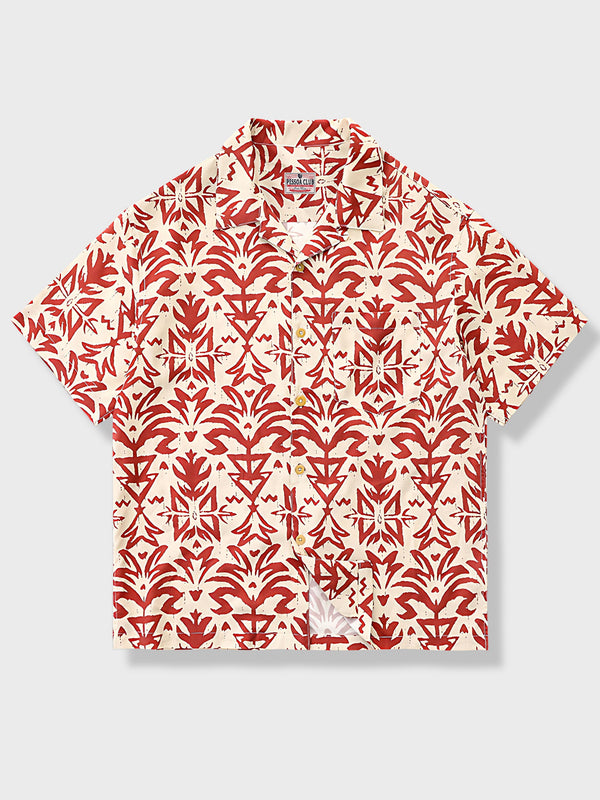 Red flower pattern aloha shirt