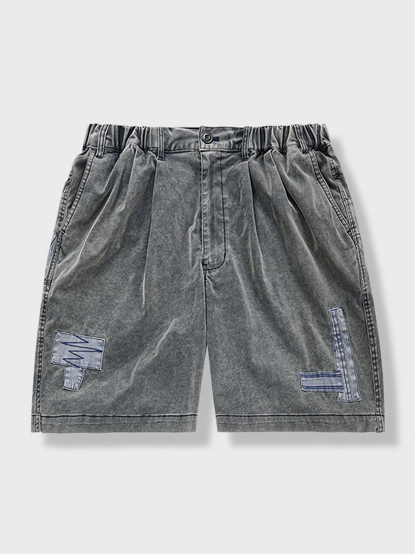 Patchwork washed shorts