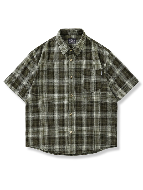 Yarn-dyed pocket check short-sleeve shirt