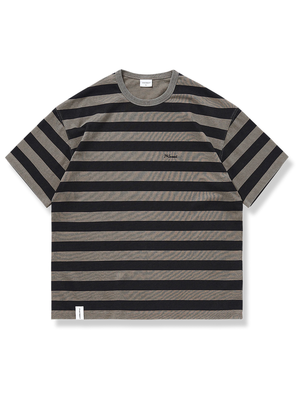 Three-color striped short-sleeved T-shirt