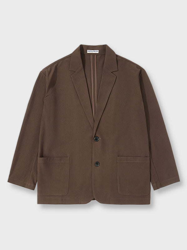 Bubble Gauze Brown Tailored Jacket