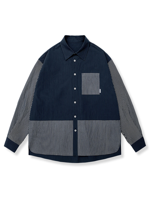 Check pattern combination long sleeve shirt