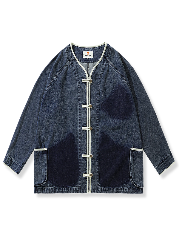 PARDON | Washed collarless denim jacket