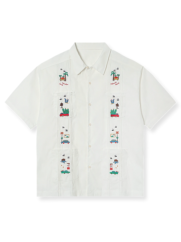 Hand-drawn cartoon embroidered shirt