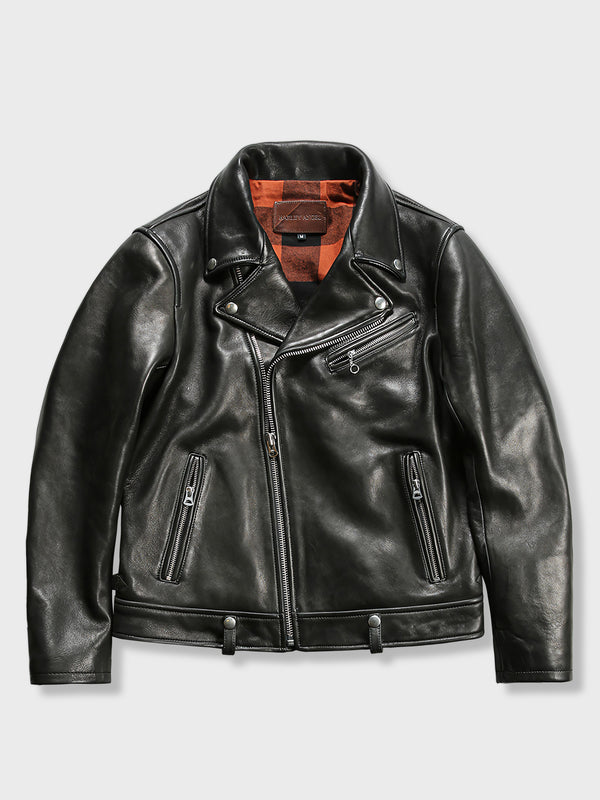 Sheepskin leather jacket with zipper pocket