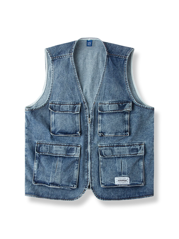 PARDON | Washed V-neck denim vest