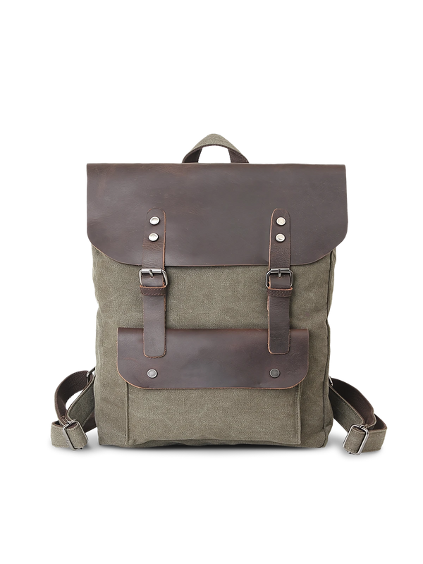 Canvas and full grain leather backpack