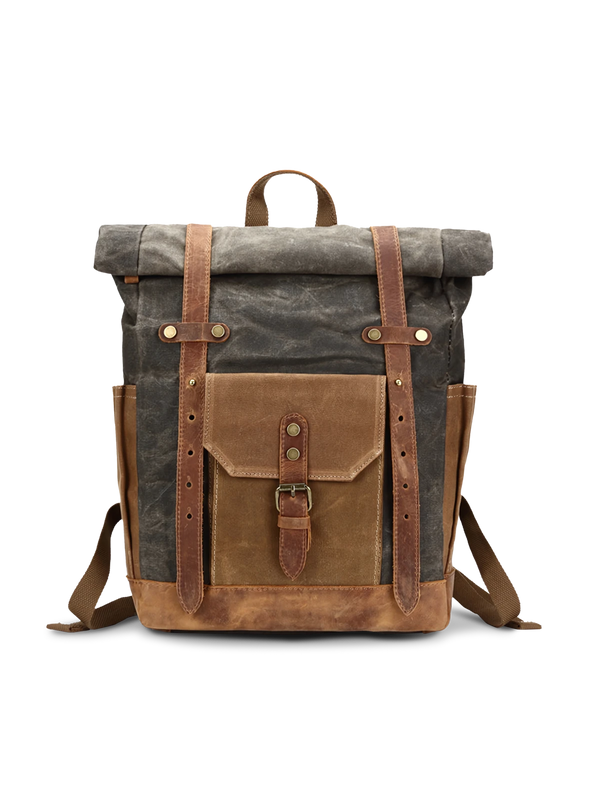 Oil wax canvas x cowhide waterproof backpack