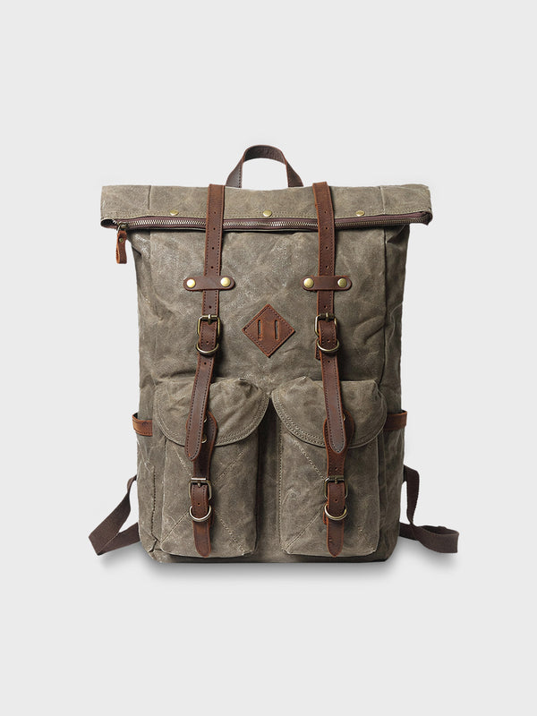 Waxed canvas antique style backpack