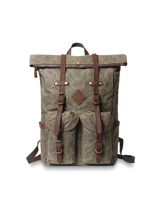 Waxed canvas antique style backpack