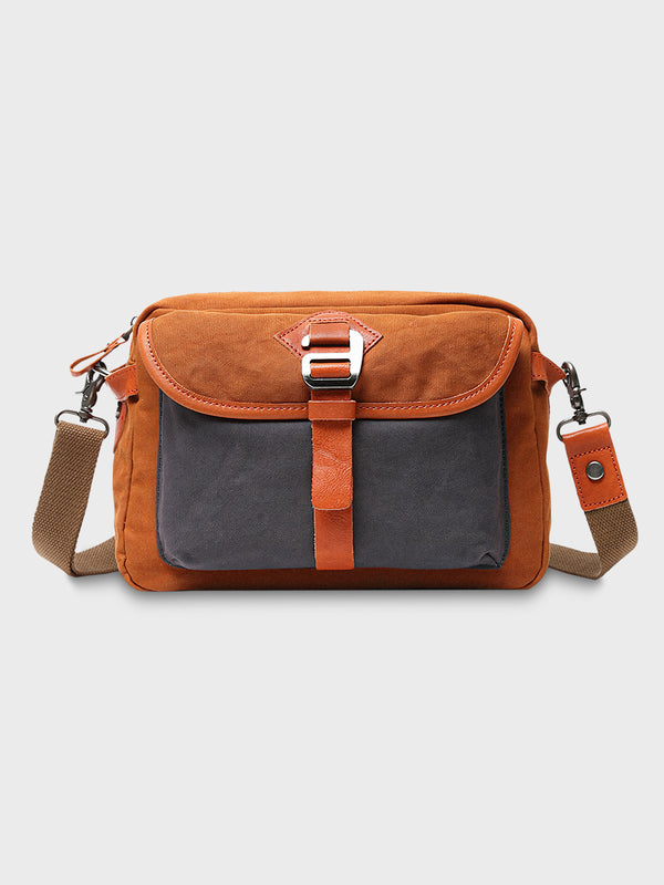 Vintage canvas and leather messenger bag