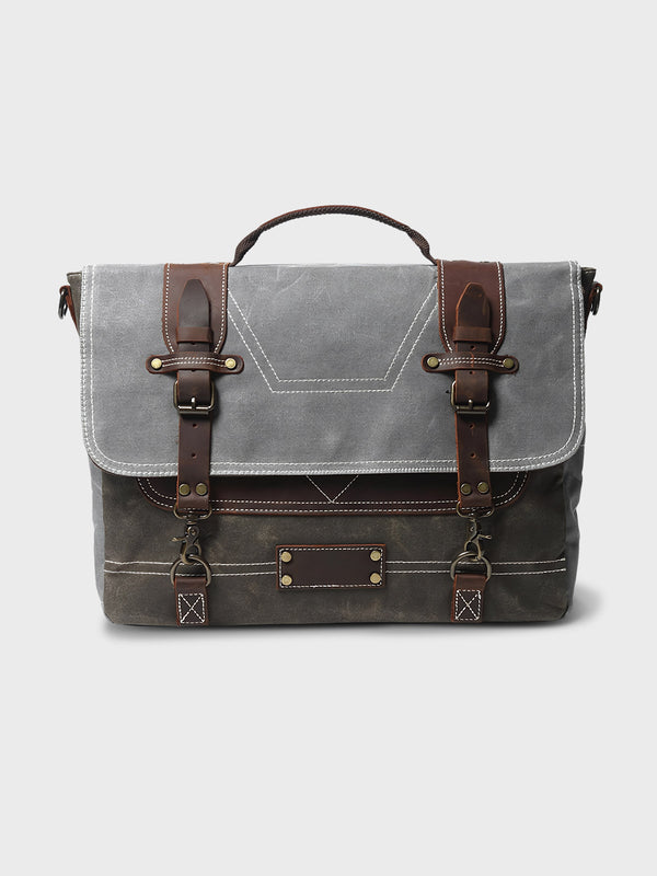 Waxed canvas briefcase