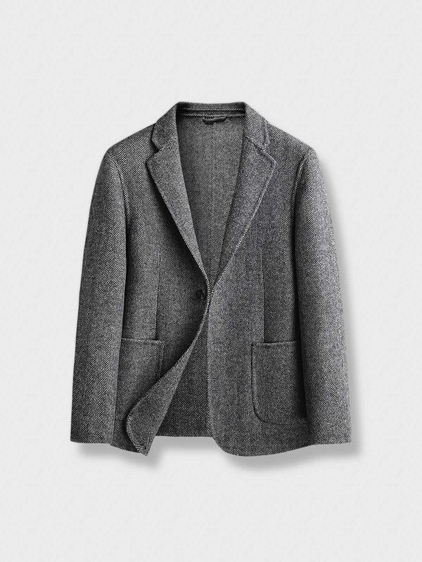 Herringbone wool-blend tailored jacket