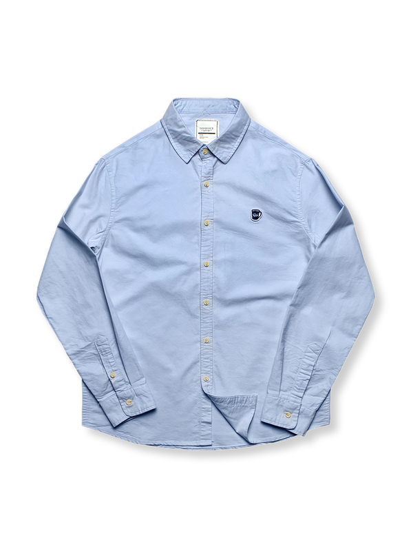 Two-tone mini cup embroidery Oxford work shirt