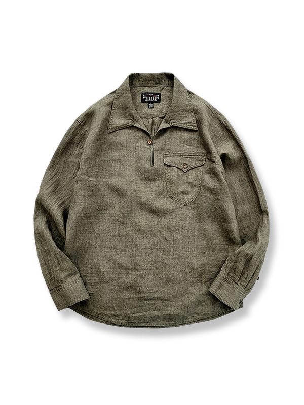 Linen pullover long sleeve shirt