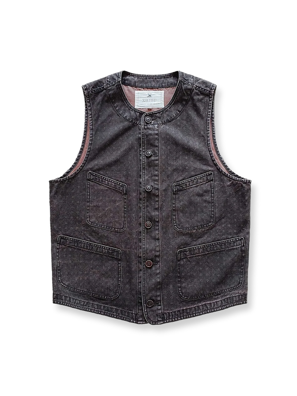 Classic American design stonewash vintage jacquard vest