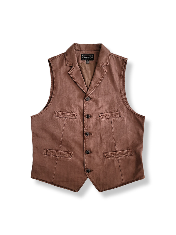 Herringbone pattern vest with adjustable waist